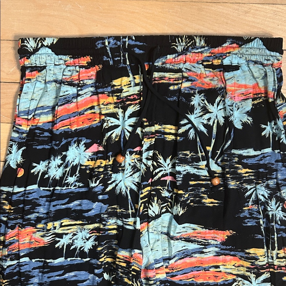 Free People Blue Lagoon Palm Tree Pants - Picture 2 of 6